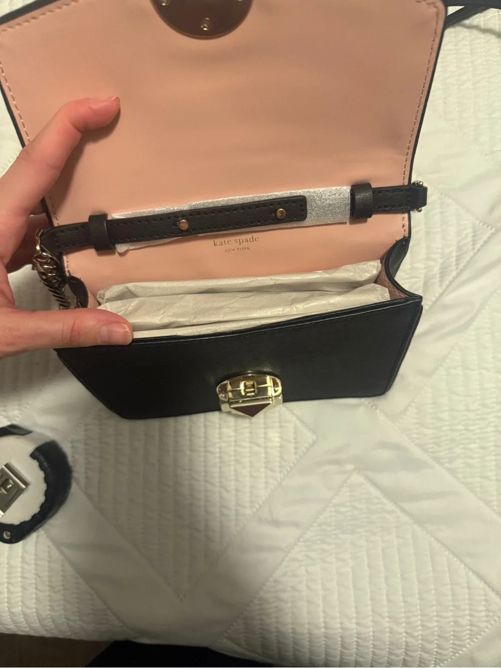 kate spade black crossbody with gold-tone clasp